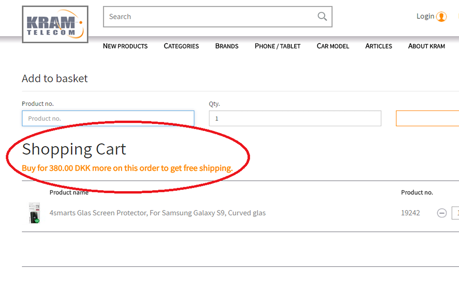 Here you can see how much to buy, to get free shipping.